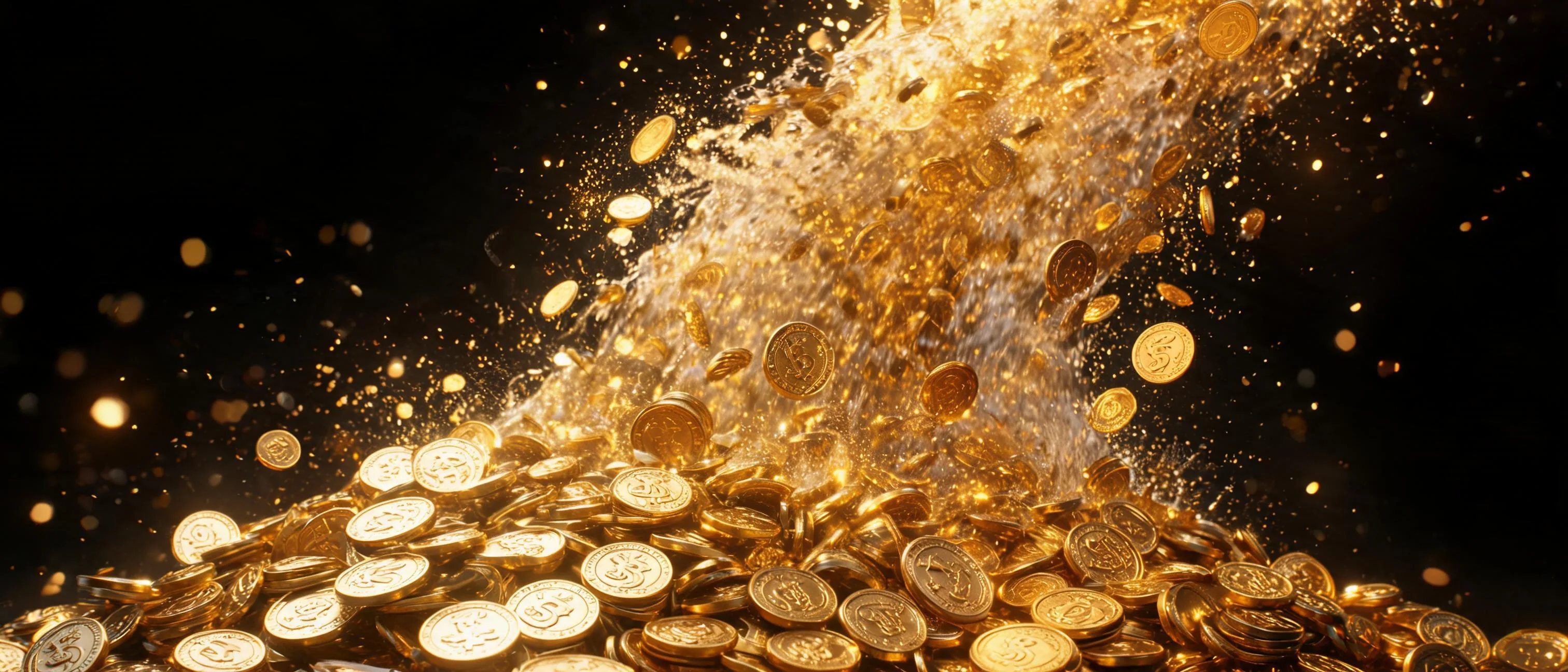 金幣噴湧的彩券獎金示意圖