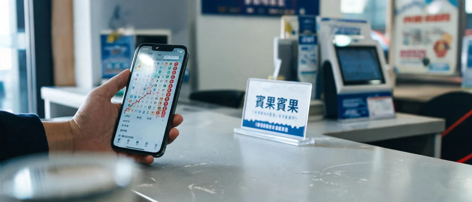 玩家在投注站用手機查詢賓果賓果走勢頁面與號碼列表